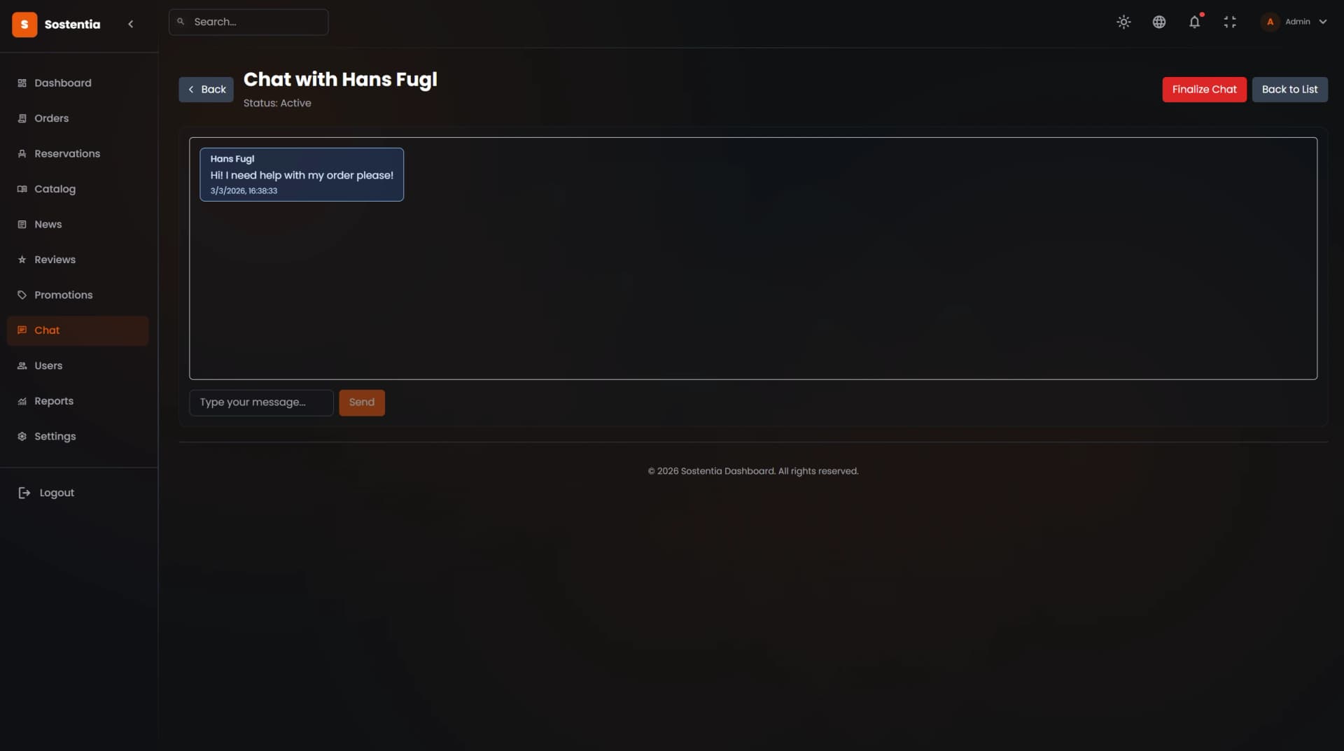 Real-time chat screenshot